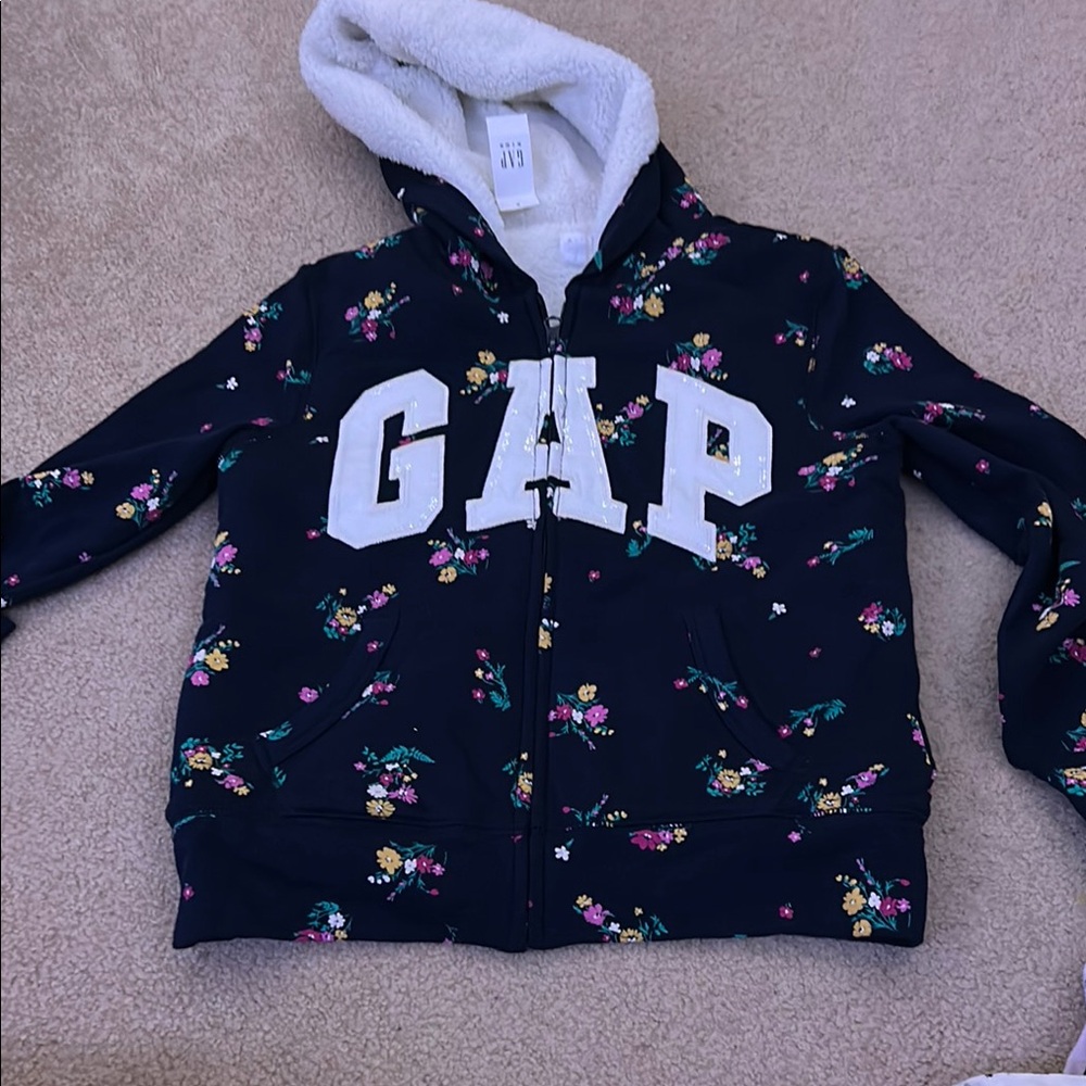 GAP Floral Hoodie with Sherpa Lining